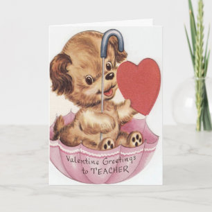 Carte de la Saint Valentin vintage pour enseignant