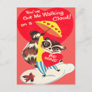 Carte de la Saint-Valentin vintage rétro avec rato