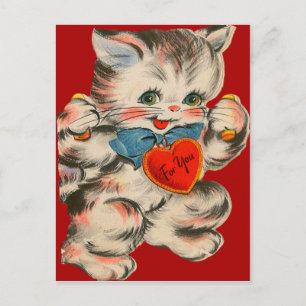 Carte de la Saint-Valentin Vintage Retro Chat avec