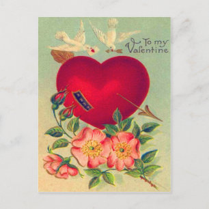 Carte de la Saint-Valentin Vintage Retro Colombes