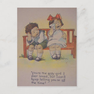 Carte de la Saint-Valentin vintage rétro pleurant