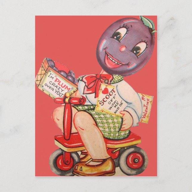 Carte de la Saint-Valentin vintage rétro prune (Devant)