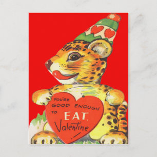 Carte de la Saint-Valentin vintage rétro Tigre