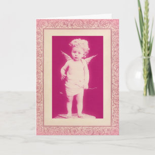Carte de la Saint-Valentin vintage rose avec chéru