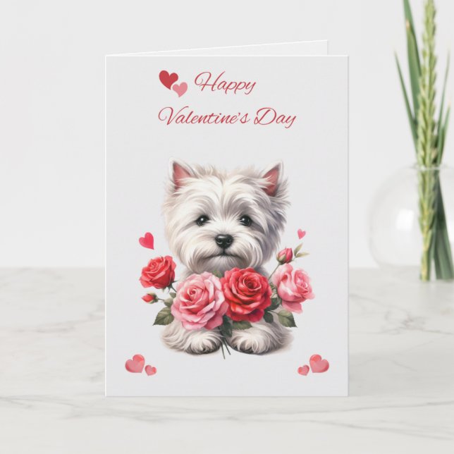 Carte de la Saint-Valentin Westie avec des cœurs (Devant)