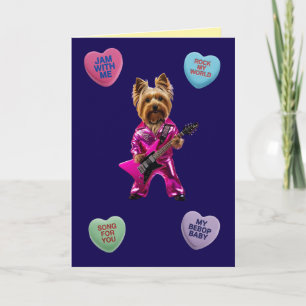 Carte de la Saint-Valentin Yorkie Rocker