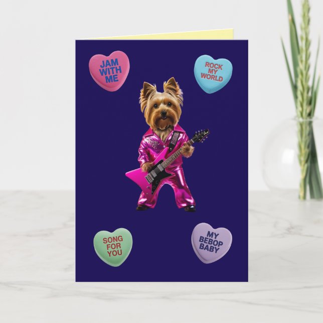 Carte de la Saint-Valentin Yorkie Rocker (Devant)
