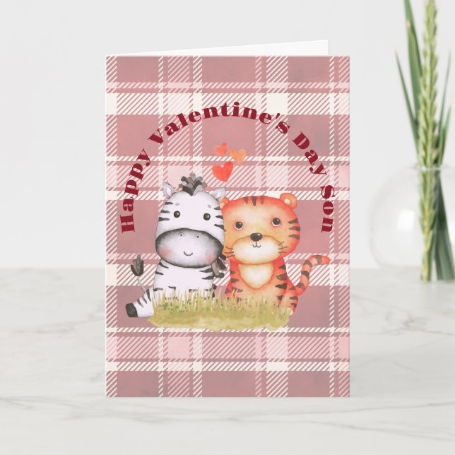 Carte de la Saint-Valentin Zèbre et Tigre (Devant)