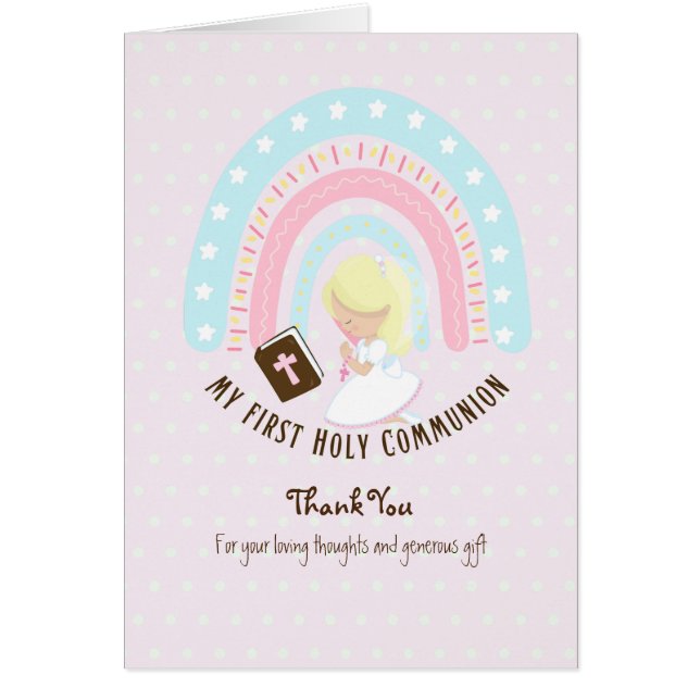 Carte de la Sainte Communion Merci de fille - Blon (Devant)