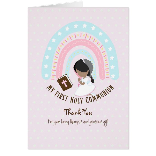 Carte de la Sainte Communion Merci de fille - Chev (Devant)