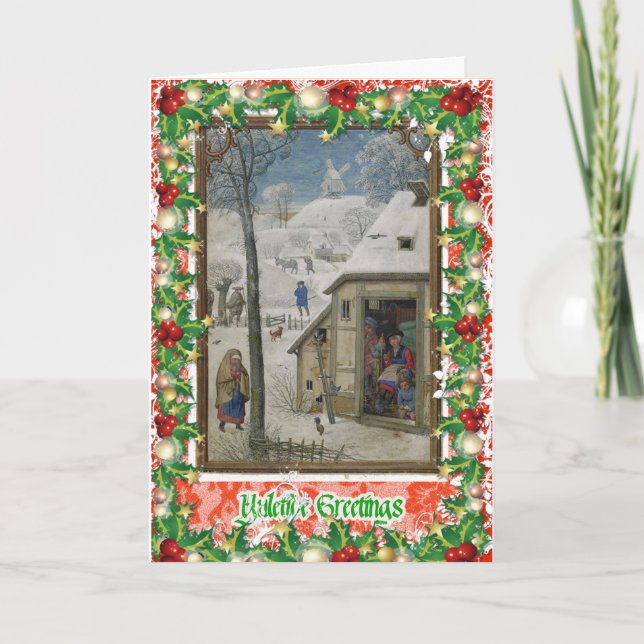 Carte de la scène d'hiver du village médiéval (Devant)