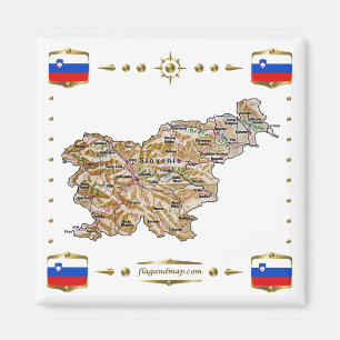 Carte de la Slovénie + Magnet des drapeaux