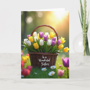 Carte de la sœur aux tulipes adorables