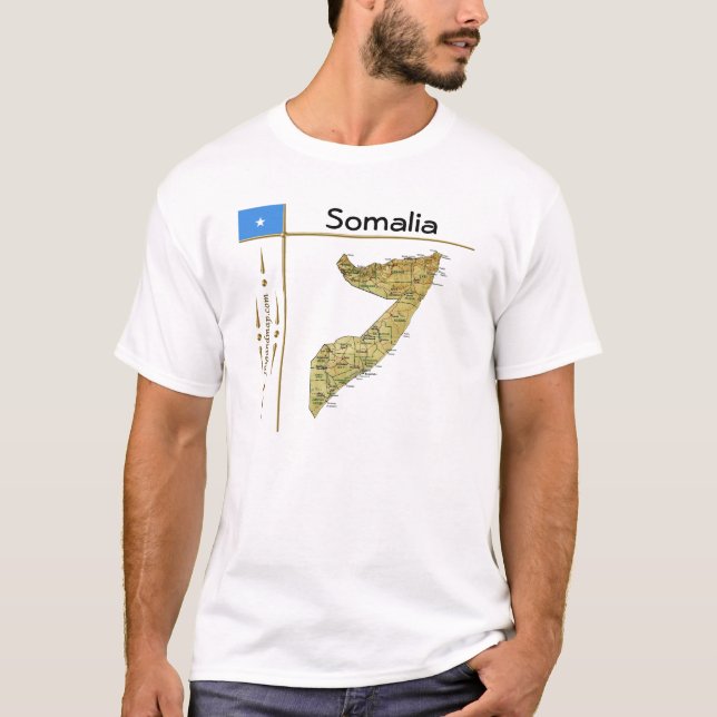 Carte de la Somalie + Drapeau + Titre T-shirt (Devant)