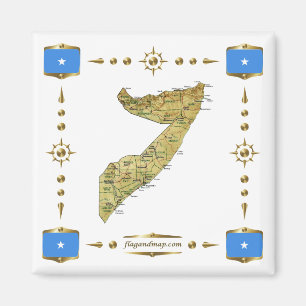 Carte de la Somalie + Magnet des drapeaux