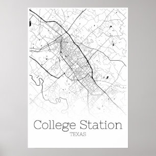 Carte de la station College - Texas - Affiche de l