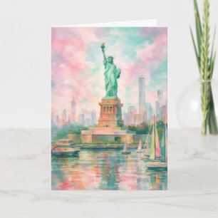 Carte de la Statue de la Liberté de NYC - Pastel A