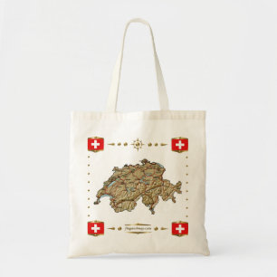 Carte de la Suisse + Sac de drapeaux