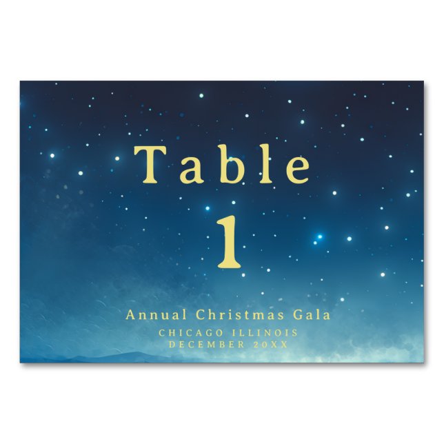 Carte de la table bleue or Noël (Devant)