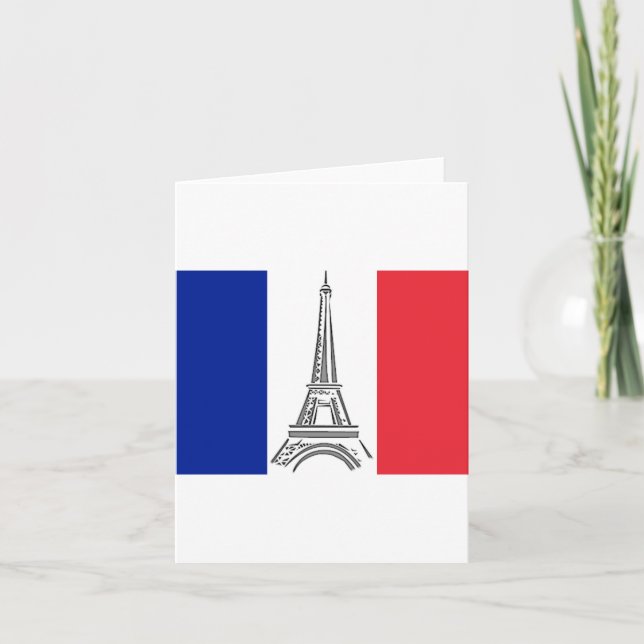Carte de la Tour Eiffel avec Drapeau Français à Pa (Devant)