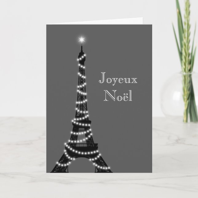 Carte de la Tour Eiffel grise pour les fêtes (Devant)