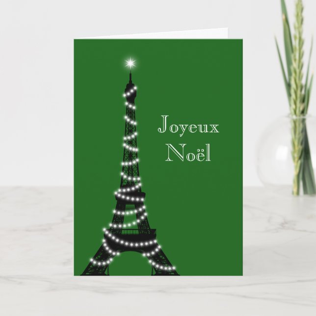 Carte de la Tour Eiffel pour les fêtes en vert (Devant)