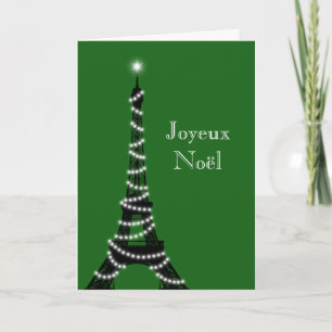 Carte de la Tour Eiffel pour les fêtes en vert