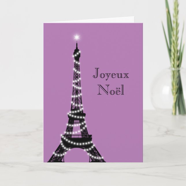 Carte de la Tour Eiffel pour les fêtes violet (Devant)