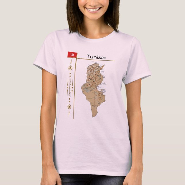 Carte de la Tunisie + Drapeau + Titre T-shirt (Devant)
