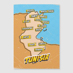 Carte de la Tunisie illustrée par Pop Art
