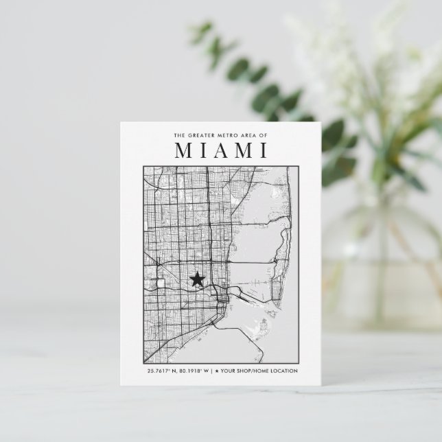 Carte de la ville de Miami + Carte postale de l'em (Debout devant)