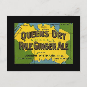 Carte de la ville de Queens Dry Ginger Ale Vintage
