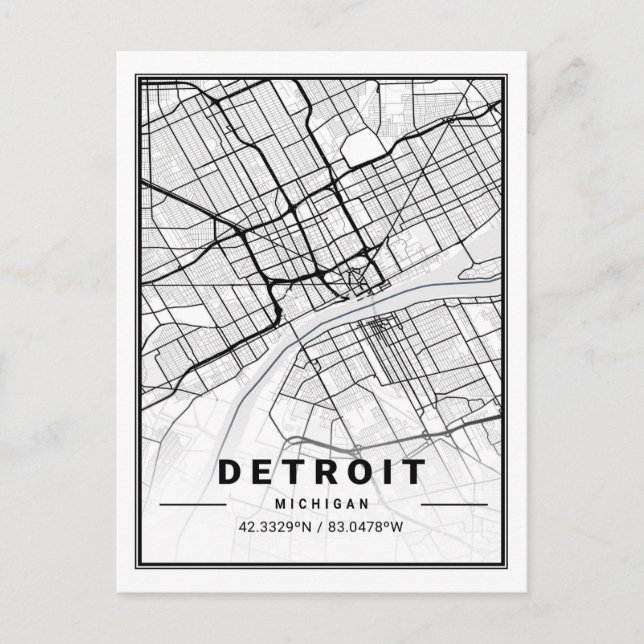 Carte de la ville de voyage de Detroit Michigan US (Devant)