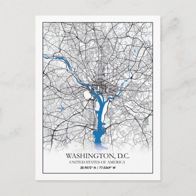 Carte de la ville de voyage de Washington DC USA (Devant)