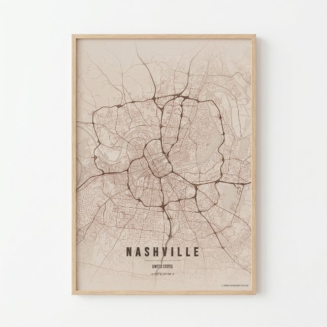 Carte de la ville du Tennessee, impression rustiqu (Créateur téléchargé)