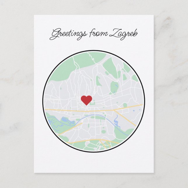 Carte de la ville peinte à la main de Zagreb Croat (Devant)