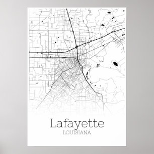 Carte de Lafayette - Louisiane - affiche de carte