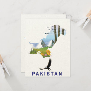 Carte de l'affiche de voyage au Pakistan