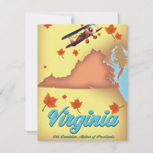 Carte de l'affiche de voyage de Virginia State ret