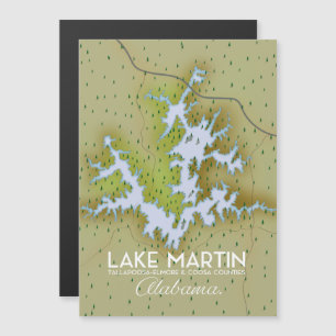 Carte de l'affiche de voyage du lac Martin Alabama