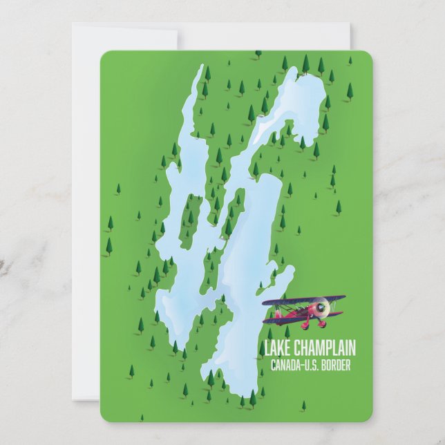 Carte de l'affiche du lac Champlain États-Unis Can (Devant)