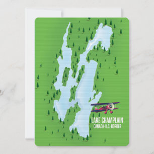 Carte de l'affiche du lac Champlain États-Unis Can