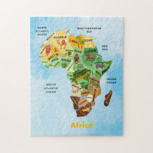 Carte de l'Afrique aquarelle art puzzle