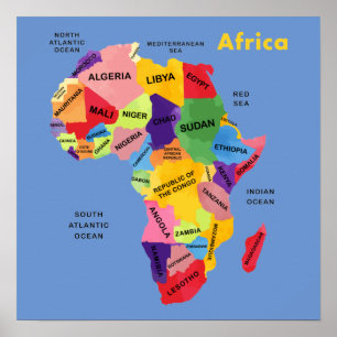 Carte de l'Afrique aquarelle Poster