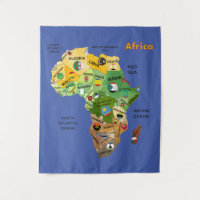 Carte de l'Afrique avec drapeaux Tapisserie