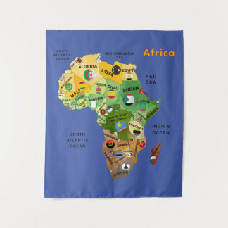Carte de l'Afrique avec drapeaux Tapisserie