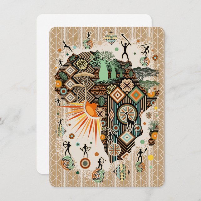Carte de l'Afrique Motif d'éléments tribaux décora (Devant / Derrière)
