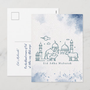 Carte de l'Aïd al-Adha Mosquée et Animaux en Ligne