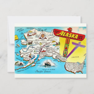 Carte de l'Alaska et carte postale des États-Unis