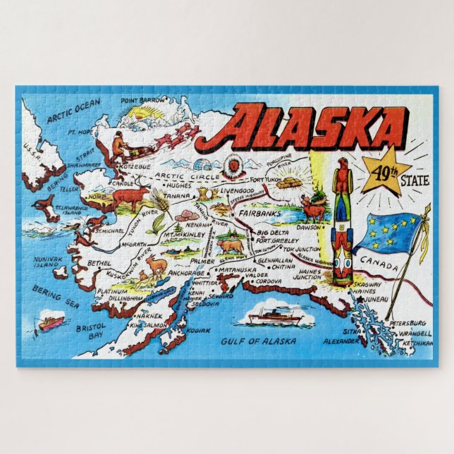 Carte de l'Alaska Puzzle 20x30 (Horizontal)